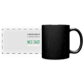 Golf Sportler Spruch Geschenk - Panorama-Tasse farbig - Schwarz - Vorne