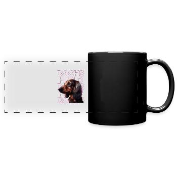 Teckel à poil dur Teckel Chien Chiens Chicoton Teckel - Mug panoramique uni - noir - Devant