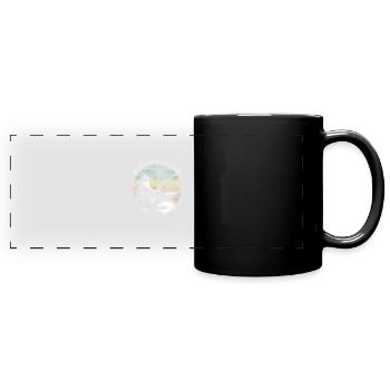 Fischer auf dem Boot - Panorama-Tasse farbig - Schwarz - Vorne