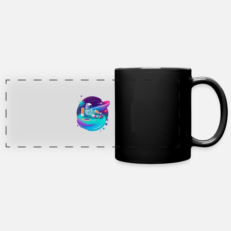 Astronaut chilling in Space - Full Colour Panoramic Mug - black