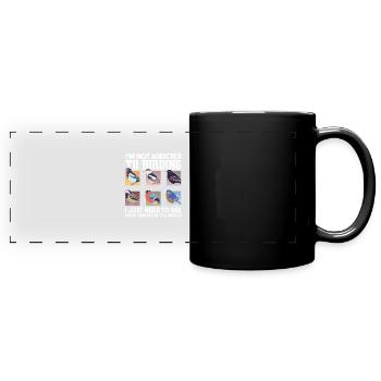 Lustiger Vogelbeobachtungshumor - Panorama-Tasse farbig - Schwarz - Vorne