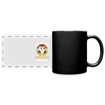 Tiermotiv Pinguin - Panorama-Tasse farbig - Schwarz - Vorne