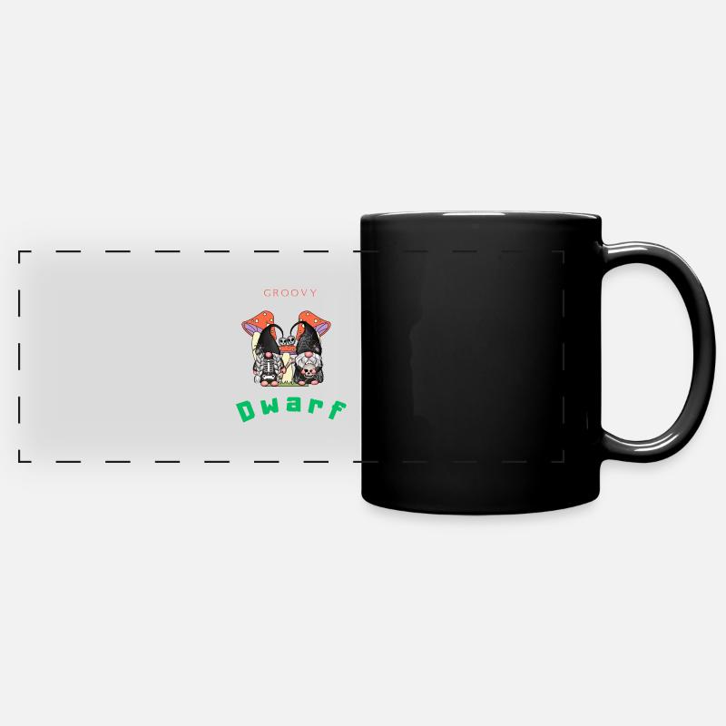 Groovy Dwarf, Skelton, Mushroom . - Full Colour Panoramic Mug - black