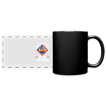 Cornhole and beer that's why im here - Full Colour Panoramic Mug - black - Front