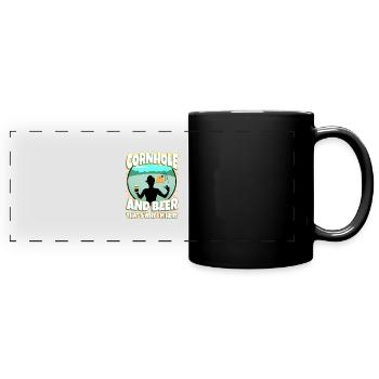 Cornhole and beer that's why im here - Full Colour Panoramic Mug - black - Front