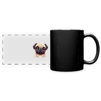 Pug Breed Art - Full Colour Panoramic Mug - black - Front