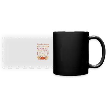 Bénédiction reconnaissante Thanksgiving Famille Funny Holiday - Mug panoramique uni - noir - Devant
