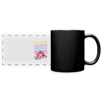 Ich backe, um Menschen glücklich zu machen - Panorama-Tasse farbig - Schwarz - Vorne