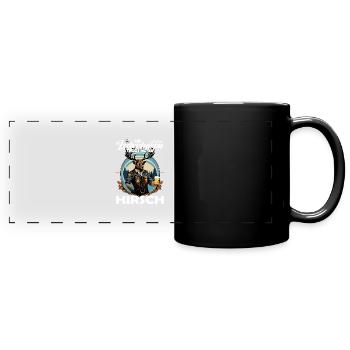 Mei Lederhosn trogt no da Hirsch Trachten - Panorama-Tasse farbig - Schwarz - Vorne