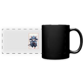 Asia Cat Japanese Samurai Samurai - Full Colour Panoramic Mug - black - Front