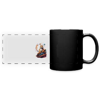 Tiger on the cliff in space - Solar System - Full Colour Panoramic Mug - black - Front