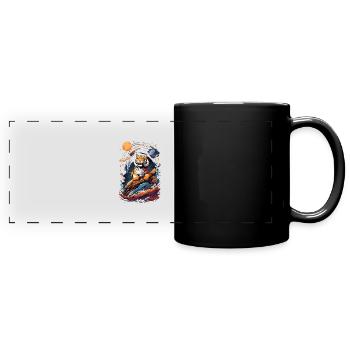 Tiger on the cliff in space - Solar System - Full Colour Panoramic Mug - black - Front