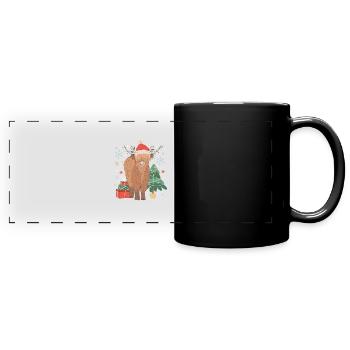 Scottish Highland Cow Christmas Costume - Full Colour Panoramic Mug - black - Front