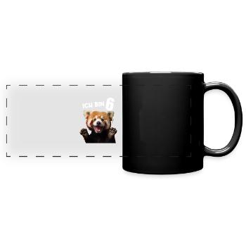6 Jahre Kleiner Roter Panda Pandas 6. Geburtstag - Panorama-Tasse farbig - Schwarz - Vorne