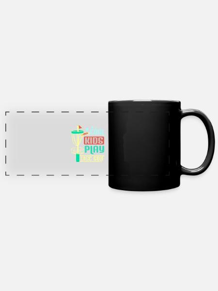 Pour les enfants cool enfants jouent au disc golf - Mug panoramique uni - noir