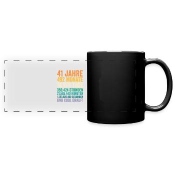 41 Jahre Einundvierzigster Geburtstag - Panorama-Tasse farbig - Schwarz - Vorne