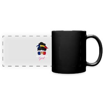 Rumänisches Mädchen - Panorama-Tasse farbig - Schwarz - Vorne