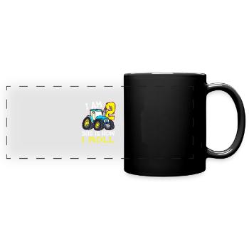 2 Geburtstag Lustiges Traktorgeschenk - Panorama-Tasse farbig - Schwarz - Vorne