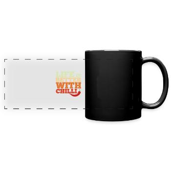 La vie est meilleure avec le piment, le pepperoni, le jalapeño, l’épinette - Mug panoramique uni - noir - Devant