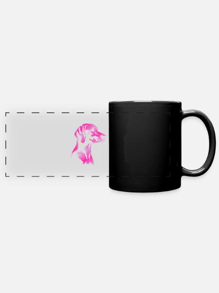 Magyar Vizsla Zeichnung Kopf pink - Panorama-Tasse farbig - Schwarz