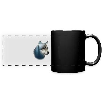 Wolf - Panorama-Tasse farbig - Schwarz - Vorne