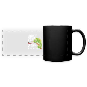 Ich Esse Nicht Immer Fliegen, Chamäleon-T-Shirt - Panorama-Tasse farbig - Schwarz - Vorne