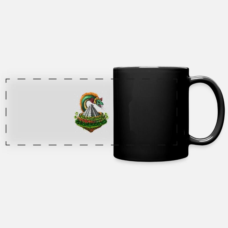 Quetzalcoatl Aztec Feathered Serpent God - Full Colour Panoramic Mug - black