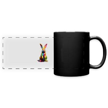 Rainbow Rabbit - Full Colour Panoramic Mug - black - Front