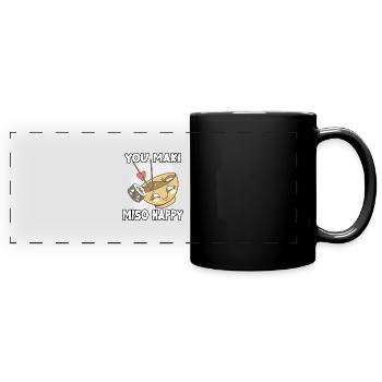 Mignon japonais sushi fan motif nigiri maki sushi - Mug panoramique uni - noir - Devant