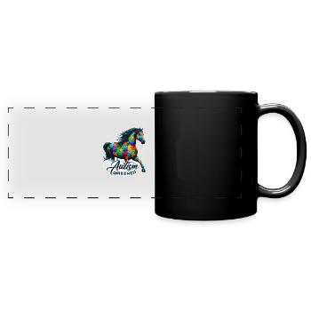 Autism Awareness puzzles piece - Full Colour Panoramic Mug - black - Front