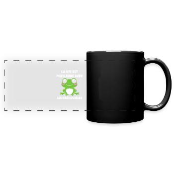 Petite grenouille - Mug panoramique uni - noir - Devant