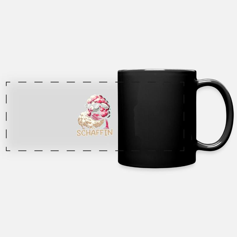 Chef Chefin Schaf Geschenk Schäfin Spruch - Panorama-Tasse farbig - Schwarz