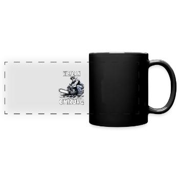 Holzfäller T | Lustiges Kettensägen Motiv | - Panorama-Tasse farbig - Schwarz - Vorne