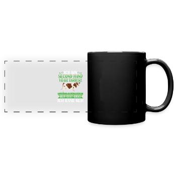 Funny Cow Grill Shirt Second Hand Vegetarian - Full Colour Panoramic Mug - black - Front