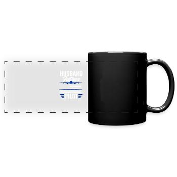 Mari, père, pilote - Mug panoramique uni - noir - Devant
