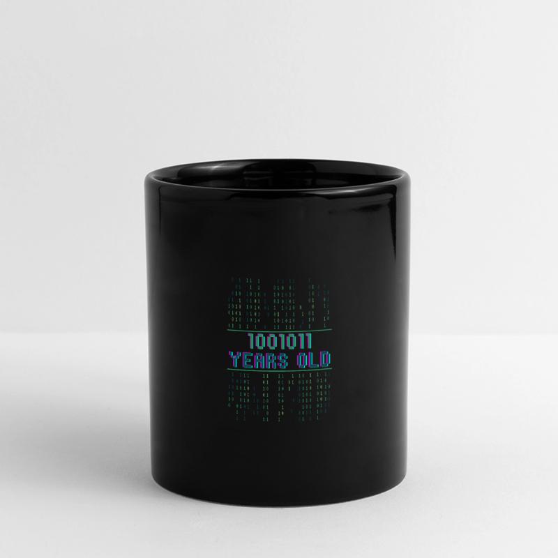 75. Geburtstag 75 Jahre alt Binärcode Coder Panorama-Tasse farbig