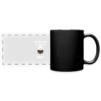 Citation humour Oiseau aigle - Mug panoramique uni - noir - Devant