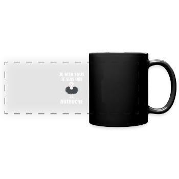 Humour autruche - Mug panoramique uni - noir - Devant