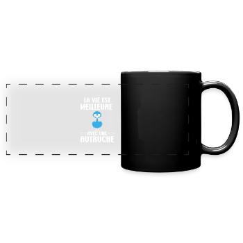 Humour autruche - Mug panoramique uni - noir - Devant