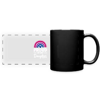 Stolz Auf Meine Tochter Bisexuell Regenbogen - Panorama-Tasse farbig - Schwarz - Vorne