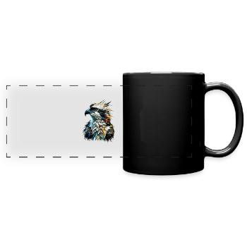 Polygon Art Fischadler Seefalke Fischadler - Panorama-Tasse farbig - Schwarz - Vorne