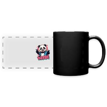 PHOEBE - Schöner Mädchen Name mit coolem Panda - Panorama-Tasse farbig - Schwarz - Vorne