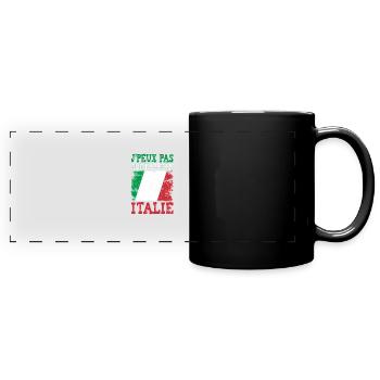 Je peux pas je me barre en Italie. Futur Italien - Mug panoramique uni - noir - Devant