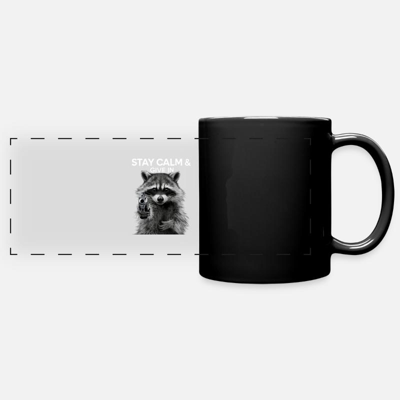 Meme raccoon - Full Colour Panoramic Mug - black