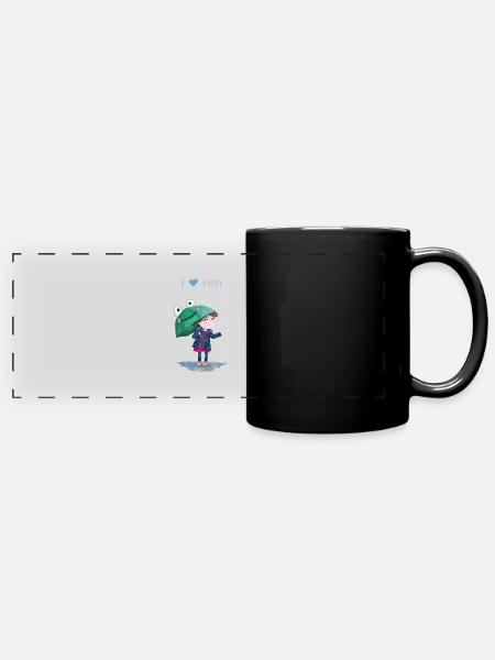 Mädchen im Regen - Panorama-Tasse farbig - Schwarz