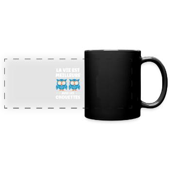 Humour chouette - Mug panoramique uni - noir - Devant