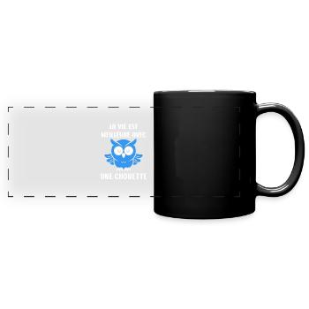 Humour chouette - Mug panoramique uni - noir - Devant