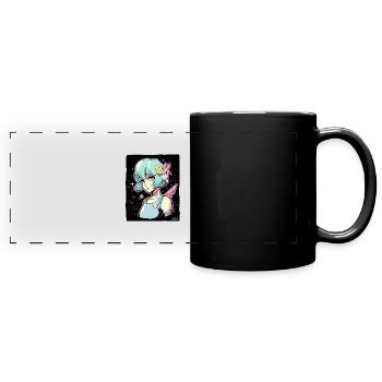 Coole Anime Sci-Fi-Cyborg-Mädchen - Panorama-Tasse farbig - Schwarz - Vorne
