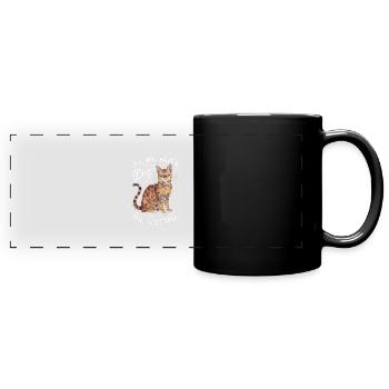 Katze Winzig Leopard Geschenk - Panorama-Tasse farbig - Schwarz - Vorne