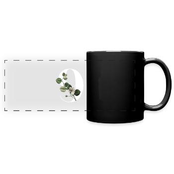 Nummer 9 Blumengrün -9. Blumengeburtstag - Panorama-Tasse farbig - Schwarz - Vorne